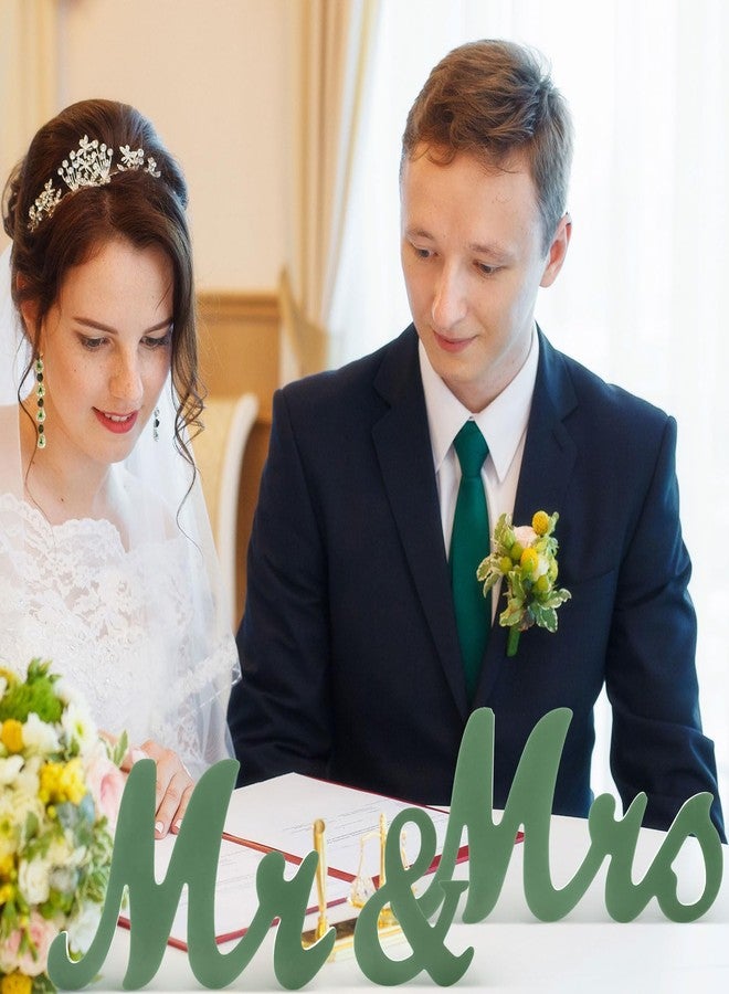AceOrbit Sage Green Mr & Mrs Sign Table Decor Rustic Wooden Freestanding Letters Table Centerpieces Sage Green Wedding Wooden Photo Booth Props for Wedding Party Decorations Supplies - Image 5
